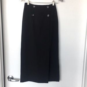 Vintage Kathy Ireland Black high waist button up wrap skirt - Size 3/4.